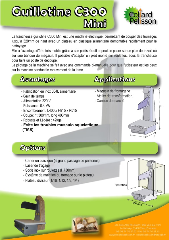 Coupe fromage inox avec lame et plateau 